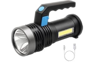 Lookka LED Torch USB Rechargeable, Super Bright Lantern Light with Handle and COB Work Light, 4 Modes Waterproof Searchlight for Camping, Hiking, Home,Farm,Hunting and More