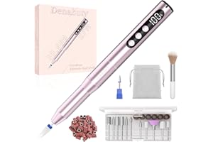 Denabuty Ponceuse pour Ongles 35000 tr/min, Lime a Ongle Electrique Professionnelle 12 en 1 Ponceuse à Ongles Sans Fil avec écran LCD, Portable Kit de Manucure et Pédicure 5 Vitesse Réglable Rose