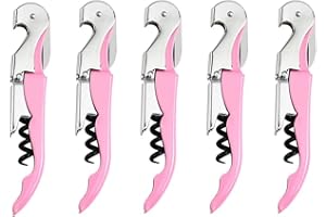 MADEHAY Kellnermesser Edelstahl, 68g Heavy Duty Edelstahl Wine Key,Korkenzieher Weinöffner mit (Rosa/5 Stück)