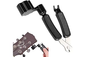 TWEOZEK Guitar String Winder, 3-in-1 Multifunctional Guitar Winder Guitar String Cutter, Guitar Bridge Pin Puller Instrument Repairing Guitar Accessories Kit (Black)