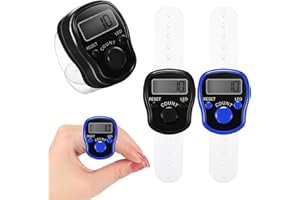 Fiada 2 Compteurs de Doigts Électroniques Compteurs Numériques LED à 5 Chiffres Compteurs de Tours Compteurs Manuels Réinitialisables Compteurs de Comptage avec Anneau