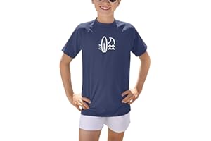 BesserBay Jungen Kurzarm Rundhals UV Shirt Rashguard UPF 50+ Schwimmshirt Kinder Badeshirt 110-160