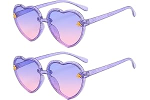 Leogony 2 PCS Kids Sunglasses Girls, Heart Sunglasses for Summer Party