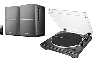Edifier R1280DB Active Bluetooth Speakers and AT-LP60X Turntable Package Exclusive Set by Digitalis Audio
