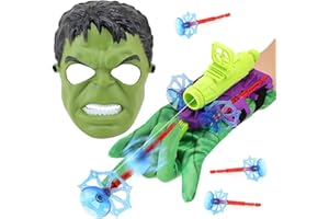 HYMBCFW Hullk Launcher Handschuh mit Hero Maske, Avengerrs Handgelenk Spielzeug Set Cosplay Glove Launcher Maske Held Launcher für Cosplay Lernspielzeug mit Kinder Maske für Kinder Geschenk