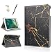 Produktbild iPad Air 2 Hülle Marmor HB-Int iPad 6 Hülle Leder PU LederHülle Standfunktion Schutzhülle Auto aufwachen / Schlaf Funktion Ledertasche Magnetic Schale Beschützer Haut Lederhülle Book Style Holder Mode Gold Etui Protective Cover Dünn Slim Cover Bumper Pad Tablet Zubehör mit Stylus Pen + Staub Stecker für iPad Air 2 Hülle - Schwarz