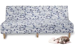 Jianyana Universel Housse Canapé Extensible sans Accoudoir, 3 Places Couverture de Canapé pour Banquette Clic Clac Pliant sans Accoudoirs, Protection de Canapé Salon (Violet Bleu)