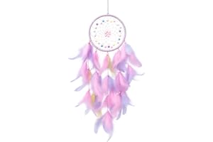 ZISHAN Dream Catcher for Girls, Dream Catchers, Pink Feather Wall Hanging Decor Bedroom Accessories for Romantic Exchange Birthday Wedding Anniversary