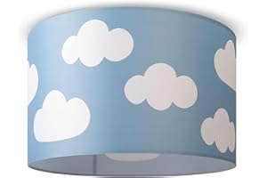 Paco Home Lampada A Soffitto Cameretta Dei Bambini Baby Paralume Tessuto Rotonda Nuvole Cielo Stelle E27