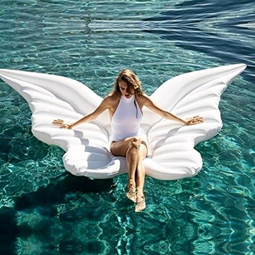 Wangmy Inflatable floating bed Angel Wing Inflatable Floating row Butterfly Floating Drain Swim ring Air cushion