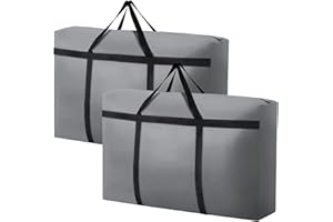 MUSBUS 2Pk Sac de Déménagement, Essentiels de Voyage, Sacs de Déménagement Robustes Extra Large, Sacs de Rangement Étanches avec Poignées et Fermetures Éclair, Boîtes d'Emballage pour Déménagement