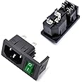 Oiyagai 5 Pezzi Connettore di Alimentazione IEC320 C14, Modulo di Ingresso con Interruttore, 250V AC 10A, Maschio (Verde)