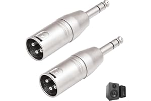 KSYWYDU Pack de 2 Adaptador Jack Mono a XLR Macho de Audio Adaptador XLR a Jack Estéreo TRS Macho de 6,35 mm para Micrófono Mezclador Altavoz Consola Amplificador Instrumentos Conectores de Alta