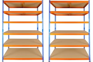 TRADE PRICE DEALS 2 BAY DEAL 6 Tier Extra Heavy Duty Racking Warehouse Storage Industrial Garage Metal Shelving Units 300kg Per Shelf (180 x 120 x 60cm)