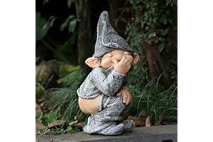 AZURAOKEY Gartenzwerg-Statuen for den Außenbereich, 13 cm, lustiger kackender Gartenzwerg, Statue aus Kunstharz, Gartenzwerge, Herbstdekorationen im Freien