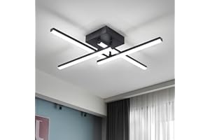 EIDISUNY Modern Ceiling Light LED, 24W Black Ceiling lamp 4 Built-in LED Boards, 6500K Cool White Elegant Design Ceiling Light Fixture for Bedroom Hallway Living Room Dining Room Corridor Kitchen