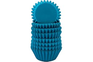 Miss Bakery's House® Mini moules à muffins - papier - Ø 32 mm x 20 mm - turquoise - 200 pièces - pâtisserie - confiserie - caissettes pour cupcakes et sucreries - petits fours