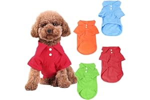 KINGMAS 4 Pack Dog Shirts Pet Puppy T-Shirt Clothes Outfit Apparel Coats Tops