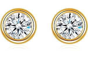 Deyanse Srebrne kolczyki na sztyfcie dla kobiet, srebro wysokiej próby 925, okrągłe, gwiazdki, hipoalergiczne kolczyki z cyrkonią, małe kolczyki 5 mm do spania z pudełkiem na prezent