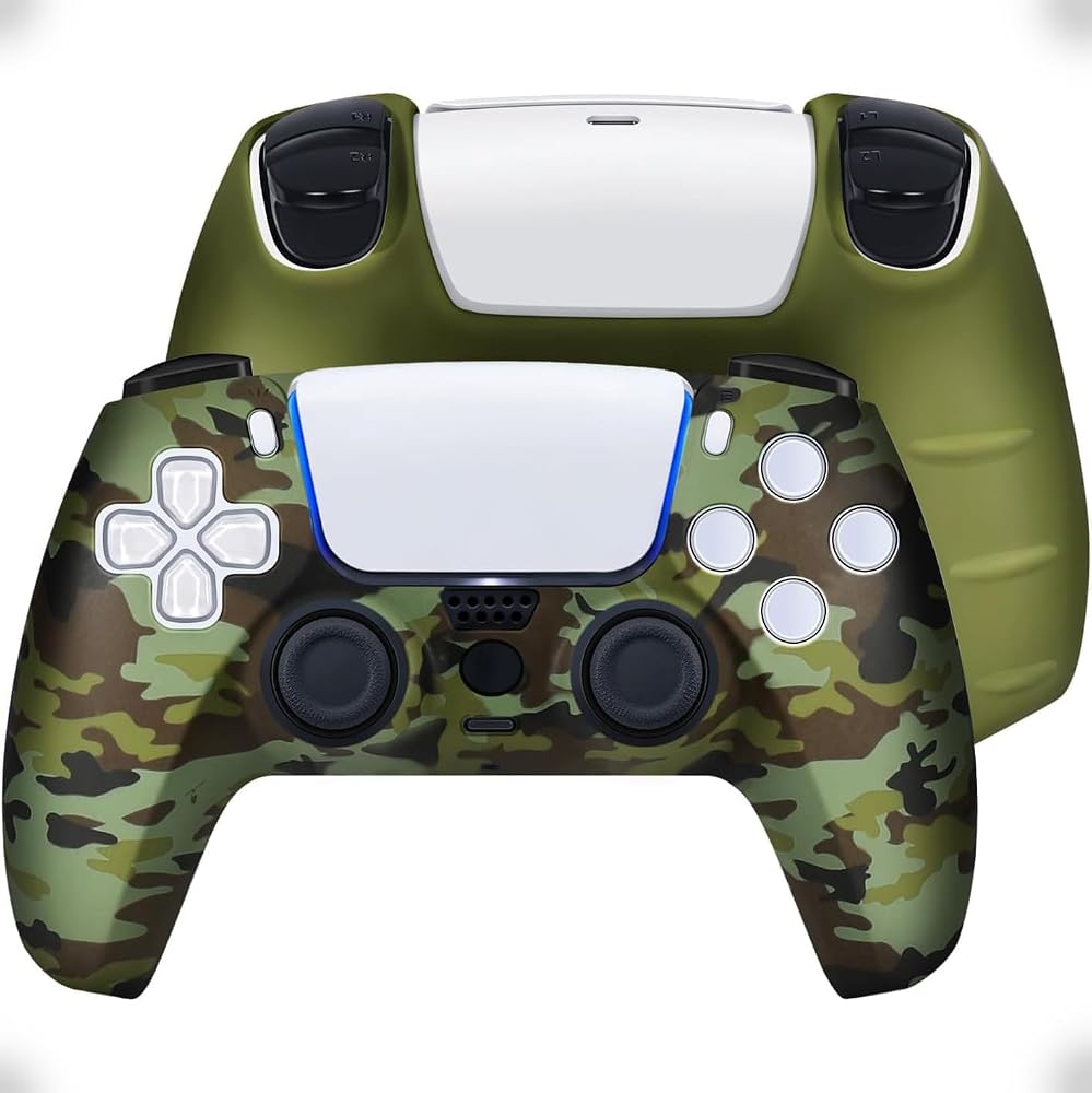 Joyzzz PS5 için Denetleyici Kaplaması, 5 ile Uyumlu Kamuflaj Çizilmez ve Kaymaz Koruma Kılıfı, PS5 Dualsense Denetleyici için Kalınlaştırılmış Silikon Kapak Kılıfı