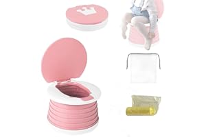 NAUXIU Pot pliable de Voyage,Toilettes Pliantes Pour Enfants,Toilettes Portables pour Bébé Pour Enfants,Pot de Voyage pour Enfants,Pot Pliant Portable de Voyage,Camping ou Utilisation Familiale (rose)