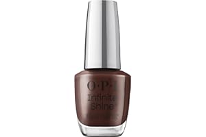 OPI Infinite Shine Smalto per Unghie - Not Afraid of the Dark - Effetto Gel e Lunga Durata, Finish Crème, Colore Marrone - con Tecnologia Pre-Cured Gel e Pennello OPI Pro-Wide (15ml).