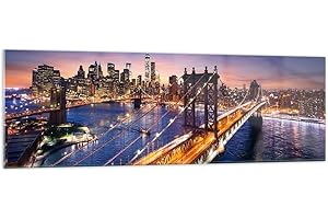 ARTTOR Moderne Impression sur Verre 160x50cm Image Tableau en Verre Decoration Murale Usa america new york manhattan Grand XXL Tableaux Decoratifs Muraux Chambre Panoramique Deco Salon Art GAB160x50-2820