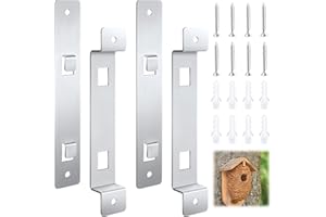 NQEUEPN 2 Sets of Bird House Brackets, Steel Rust Proof Bird House Mounting Post Bracket with Screw and Drywall Anchor, Bird House Hanger Fixing Bracket Mounting Plate for Securing Bird Houses Nesting Boxes