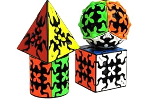 Yealvin Gear Cube - Juego de 4 cubos de velocidad (3 x 3, Gear Cube, Pyraminx Gear Cube y cilindro)