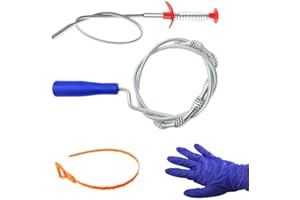 FOGAWA 4 Pack Drain Snake Drain Unblocker Tools Flexible Sink Unblocker Tool Shower Drain Unblocker Hair Drain Clog Remover Spring Pipe Dredging Tool with Glove for Kitchen Bathroom Bathtub Toilet