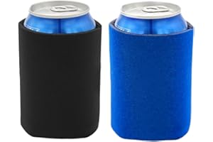 JEKUGOT Beer Cooler Sleeve, Drink Cooler, Neoprene Beer Can Cooler,Can Cooler Sleeves for Bottles, Cans, Beer Cans(16OZ, Black/Blue)