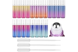 Tomorotec 20 Stück Roll On Flasche Leer 10ml, Roll On ätherische öle mit Edelstahlkugeln,für Öl mit Öffner und Tropfen