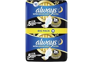 Always - Ultra Serviettes Hygiéniques avec Ailettes, Secure Night Extra - 16 Pièces