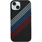 KZY İletişim iPhone 15 ile uyumlu Kapak M-Safe Şarj &Ouml;zellikli İnce Yapılı Karbon Kevlar Kılıf - Siyah