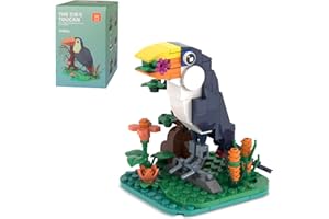 MEIEST Mini set di mattoni animali,Carino simulazione uccelli collezione costruzione mattoni giocattolo decorazione per la casa,6+ (Toucan)