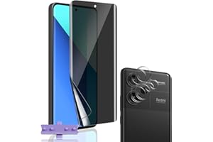 Euukzzea 1+2 Pezzi Privacy Vetro Temperato per Xiaomi Redmi Note 13 Pro Plus 5G, Anti-Spy Pellicola Protettiva con Protezione Obiettivo Fotocamera, Durezza 9H Protettivo Film Anti Graffio Senza Bolle
