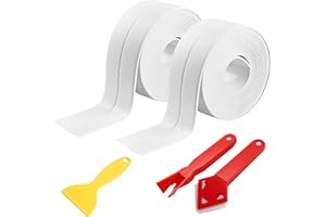 WANDERGO Cinta Selladora Impermeable, 2 rollos de cinta selladora baño con herramientas para el baño para duchas, cocinas, baños, esquinas, decoración del baño, con herramienta de sellado