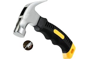 Wnqou Martillo de garra de 8 onzas - Martillo mini de camping con cara lisa y imán, negro