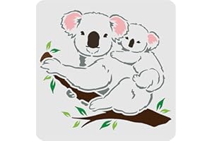 ‎FINGERINSPIRE FINGERINSPIRE Koalabär Schablone 30x30cm Wiederverwendbare Koalas auf Baum Schablone Koalabär Airbrush Schablone Koala Tier Schablone zum Malen auf Holz, Boden, Möbel, Wand und Papier