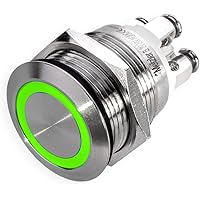 Drucktaster Klingeltaster – LED-Beleuchtung - Einbau 19mm - Edelstahl V2A – flache Tastfläche - wasserdicht…