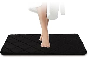 ‎JAWAONLINE JAWAonline Badezimmerteppich Schwarz - Pflegeleichte Badematte Memoryschaum - Extrem Saugfähiger Badteppich - Badvorleger rutschfest - Waschbarer Bad Teppich Badezimmer - Duschvorleger 50x80cm