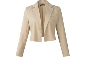 Benibos Womens Long Sleeve Open Front Crop Blazer Jacket