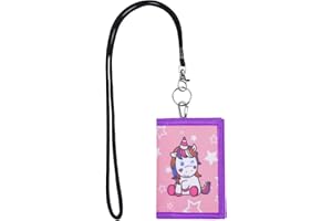 Aucuu Motiv Brustbeutel - Kinder Geldbörse mit Sichtfenster zum Umhängen, Trifold Einhorn Portmonee für Jungen und Mädchen