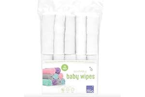 Bambino Mio, Lingettes Bébé Lavables, Ultra Doux et Sans Produit Chimique, Lot De 10, Neige - L'emballage peut varier