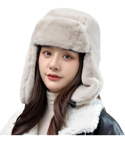 Chapka En Fausse Fourrure Pour Femme - Toque Russe Hiver Chaud Pour Ski, Randonnée, Camping - Taille Unique 58cm
