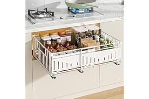 YunNasi Cassetto Scorrevole Estensibile Estraibile Organizzatori di Cassetti Telescopico Ripiano Cassetto Senza Bisogno di Trapano e Chiodi (Bianco, 1pezzo 38Dx17Hx32-50H CM)