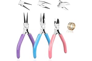 Schmuckzange Set - Reastar 3 Stück Mini Zange mit Sprungringöffner, Spitzzange, Rundzange, Drahtzange - für DIY Handwerk Schmuckherstellung Schmuckreparatur Zubehör