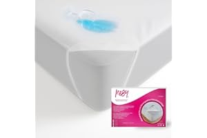 MEBY 140 x 200 cm wodoodporny ochraniacz na materac. Oddychająca bawełniana nakładka na materac. Ochraniacz na materac, wodoodporny, odporny na wilgoć. Elastyczny, bez trzaskania. Z 4 gumkami