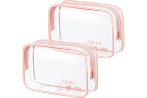 Aucuu Przezroczysta kosmetyczka, 3-pak wodoodpornych przyborów toaletowych z PCW, zatwierdzona przez TSA, podróżna kosmetyczka z zamkiem błyskawicznym, kosmetyczki do makijażu dla mężczyzn, kobiet i