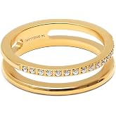 SINGULARU - Bibiana Ring with 18 Kt Gold Plated Steel and Zirconia. Jewellery for Women. Sizes 10-20.